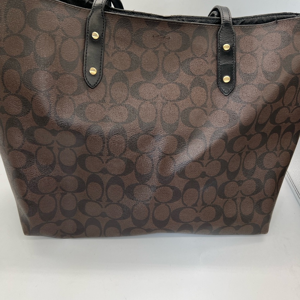 Coach Brown and Black Signature Canvas Tote - Picture 5 of 9